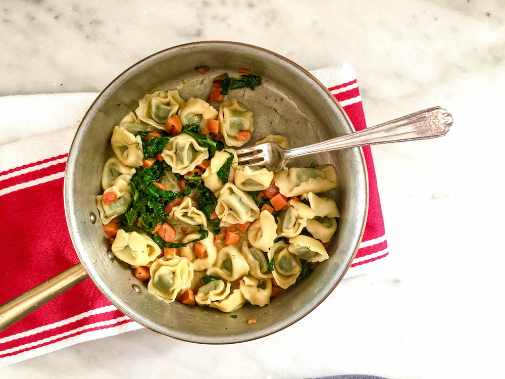Tortellini Swiss Chard Carrots And Fennel Cooking For One In Jennies Kitchen 
