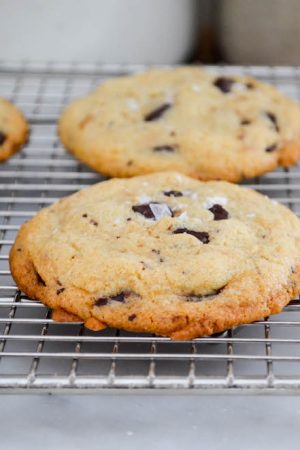 Salted Tahini Chocolate Chip Cookies | In Jennie's Kitchen